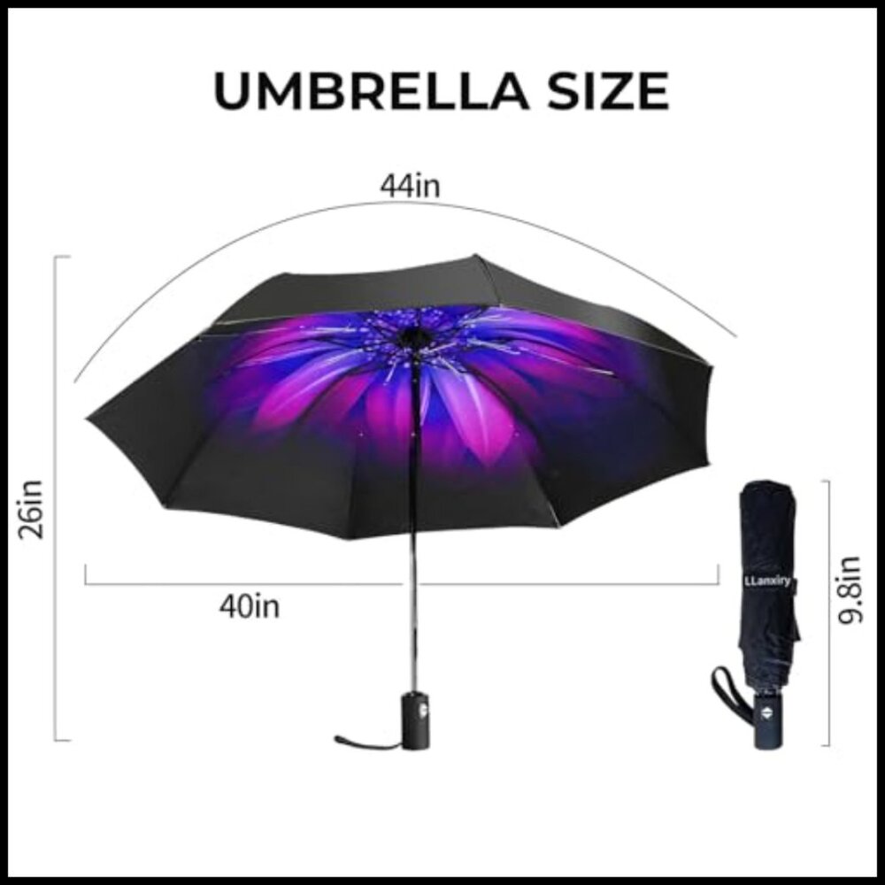 Compact Travel Umbrella Automatic Windproof 44" C… - image 2